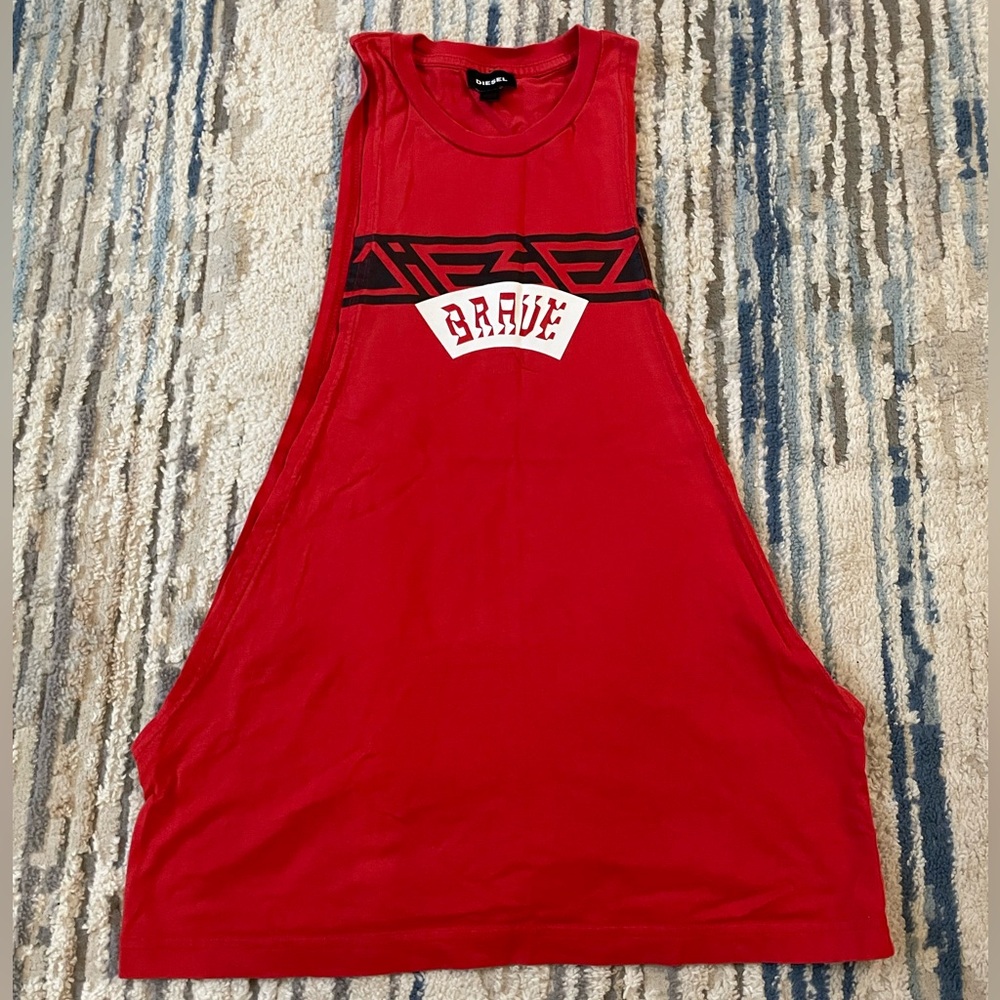 Diesel Tank Top Brave Beagles Distressed Mens Medium Gym Y2K